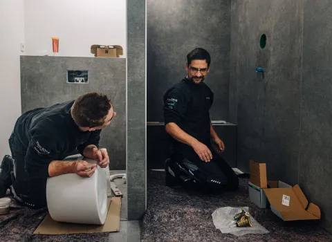 Anlagenmechaniker SHK beim Bad-Komplettumbau.